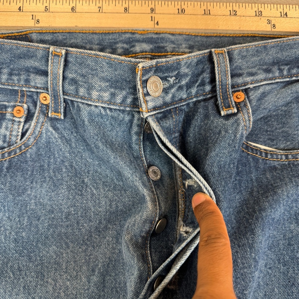 VTG Levis 501 Jeans Mens 34x32 Blue Preowned Denim Button Fly Straight Red Tab - Picture 6 of 11